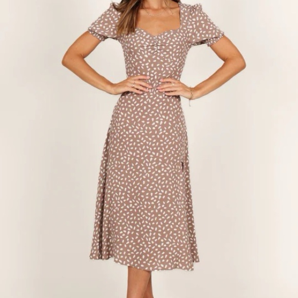 Petal & Pup Brown and White Midi Dress